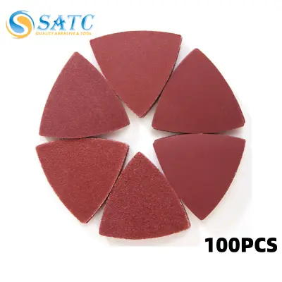 100PCS Multi-Tool Hook Loop Sandpaper Disc Triangle Sanding Pads For Oscillating • $13.99