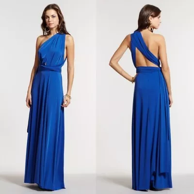 Von Vonni By IVon LA Convertible Transformer Bridesmaid Maxi Dress Royal Blue S • $24.95