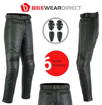 Leather Motorbike Motorcycle Trousers Biker Touring With CE Armour Protection • £84.99