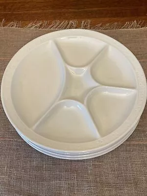 KAISER WHITE PORCELAIN Germany 9 3/8   Plate 5 Compartments Set Of 4 • $30