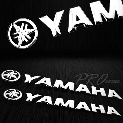 2x 8 X 1.25 Emblem 3D Decal Logo+Letter Polished/Gloss Sticker For Yamaha Chrome • $11.78