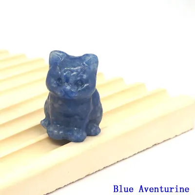 $4.99 • Buy 30mm Natural Crystal Cat Statue Carving Stone Animal Figurine Home Decor Gift