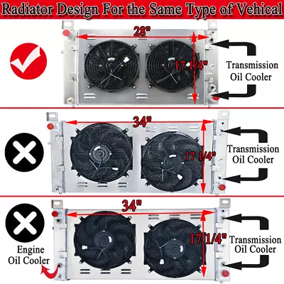 4 ROWS Radiator Shroud Fan For 1999-12 Chevy Silverado 1500 2500 Tahoe 4.8 /5.3L • $299