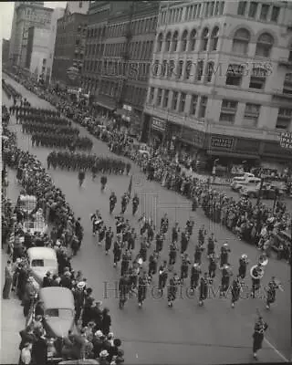1942 Press Photo Aerial View Of Marching Band In Memorial Day Parade In Spokane • $19.99