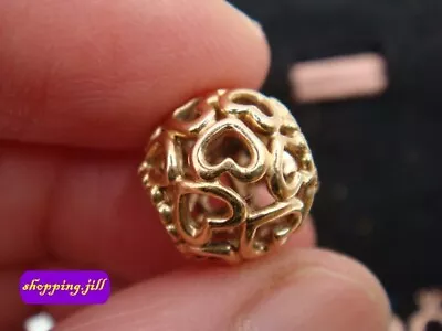 £220 • Buy AUTH Pandora Openwork Open Your Heart 14ct Gold Charm 750964 Retired