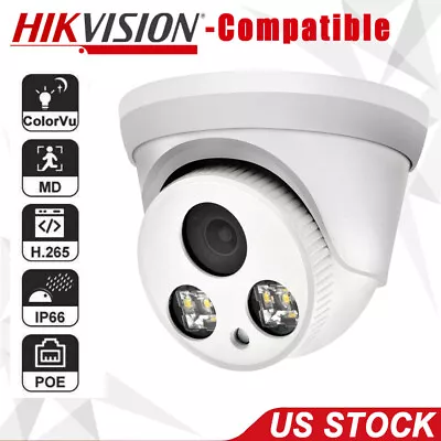 Hikvision Compatible 8MP 4K 24/7 ColorVU Mic Plug&Play POE IP Camera Outdoor • $85.40