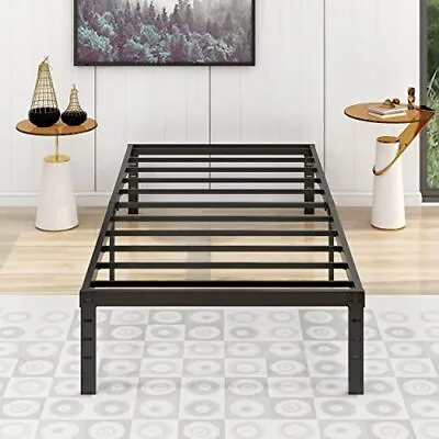 14 Inch Bed Frame Metal Platform Twin XL Size Steel Slats Support Easy Assembly • $66.36