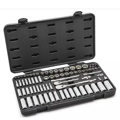 76 Pc. 1/4  & 3/8  Drive 12 Pt. Standard & Deep Mechanics Tool Set SAE/Metric • $114.88