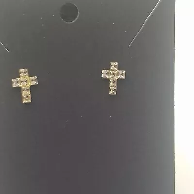 9ct Gold & Cz Cross Earrings • £29.99