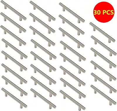 30X Solid Stainless Steel Brushed Nickel T Bar Kitchen Cabinet Handles Pulls 5  • $18.99
