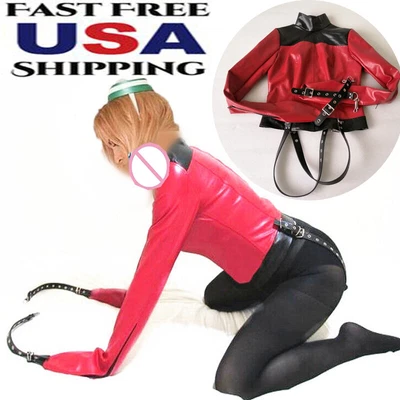 $45.89 • Buy M/L PU Leather Asylum Straight Jacket Body Harness Armbinder Clubwear Costume US