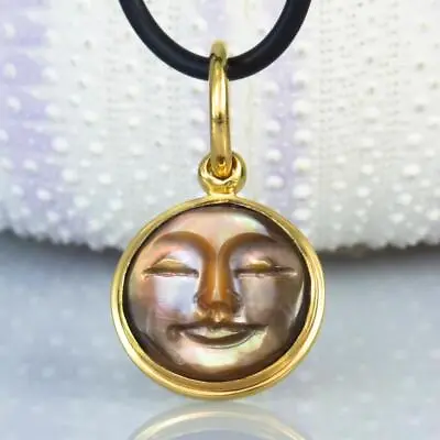 Moon-Face Pendant Gold Vermeil Sterling Mother-of-Pearl & Abalone Shell 3.42 G • $44