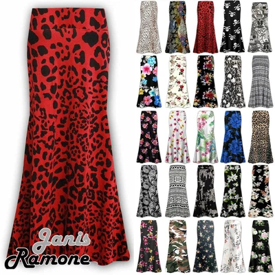 £9.99 • Buy Womens Floral High Waist Gypsy Franki Flared Jersey Summer Maxi Skirt Plus Size