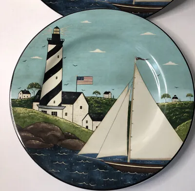 Warren Kimble - Coastal Breeze By Sakura  8  Porcelain Salad Plates - LOT OF 4 • $24.95