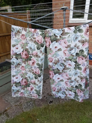 £45 • Buy Vintage Curtains .   Sanderson Chelsea Rose Fabric. Hand Made. 