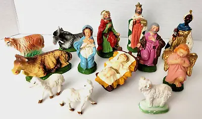 Vintage 13 Piece Set Wood Or Clay Like Nativity Set Made In Italy • $27.99