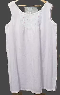 Vintage Lorraine~M~Pink White Lace Crochet Cotton SHORT Nightgown~USA~Irregular • $9.99