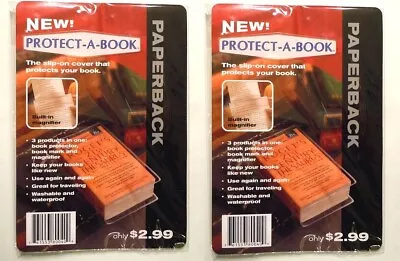 2-CLEAR BOOK PROTECTOR COVER WITH BOOK MARK & MAGNIFIER 7.5  X 5  NEW.FREE SHIP • $10.99