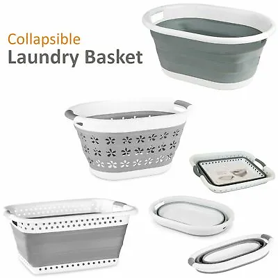 Collapsible Folding Laundry Washing Basket Storage Space Saving Cloth Bin Bucket • £8.85