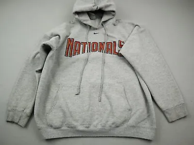 Vintage 90s Washington Nationals Hoodie Men Large Gray Nike Center Swoosh L • $39.99