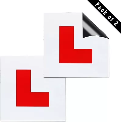 Genuin 2 X L Plate Fully Magnetic Exterior Car New Learner - Secure & Safe • £3.95