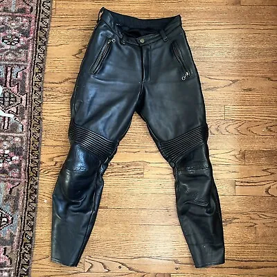 $799 Vanson Thick Heavy Leather Motorcycle Riding Pants Womens Size 8 Black • $399