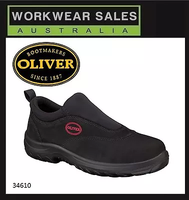 Oliver Work Boots 34610 Steel Cap Toe Safety Black Slip-On Shoe 34-610 UK Sizing • $148.95