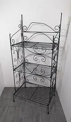 Vintage Wrought Iron Folding Baker's Rack Etagere Display Shelf Plant Stand • $130.50