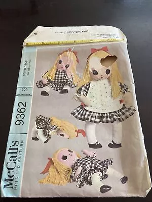 Vintage McCall’s Stuffed Doll Sewing Pattern 9362 One Size 22” All Pieces • $1.80