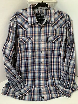 Moonshine Spirit By Brad Paisley Pearl Snap Regular Fit Western Men's XL Blue • $24.99