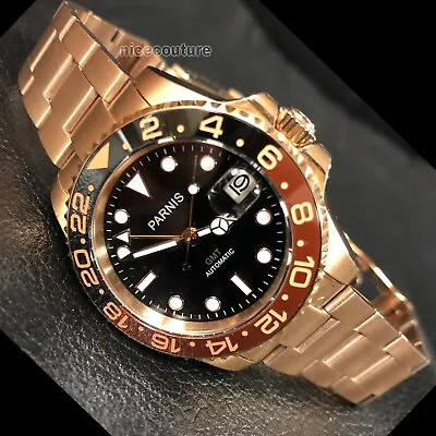 Premium Quality 41mm GMT Rose Gold Ceramic Bezel Sapphire Automatic  USA Seller • $150