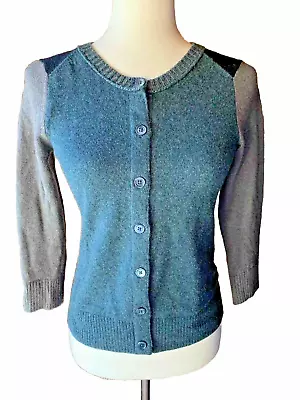 Margaret O'Leary 100% Cashmere Sweater Cardigan Colorblock Sz XS • $34.99