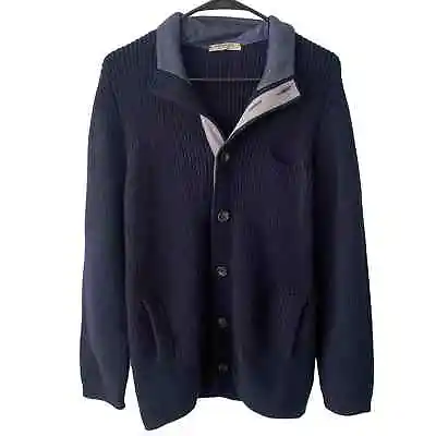 Fioroni Men's Sweater Wool Cashmere Blend Button Down Navy Blue 52 EU - 42 US • $325