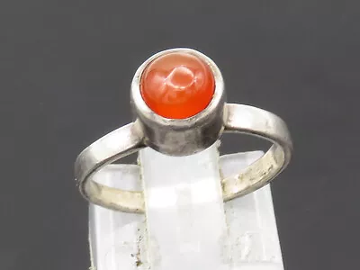 $28.91 • Buy 925 Sterling Silver - Vintage Cabochon Cut Carnelian Band Ring Sz 5.5 - RG21259