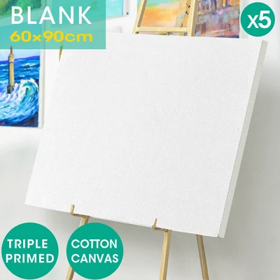 $65.99 • Buy 5x Artist Canvas Blank Stretched Canvases Art Large White Oil Acrylic Wood 60x90