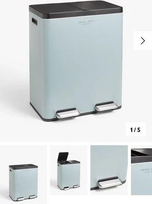 £20 • Buy John Lewis 2 Section Recycling Pedal Bin, 40L, Blue