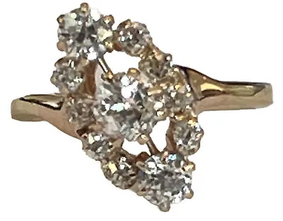 Antique 14k Yellow Gold 1.33 Carat Old Mine Cut Diamond Cocktail Ring Size 6.5 • $1195