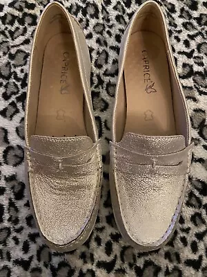 Caprice Women's Flat Shoes UK 6 EU 39 Gold Loafers • £15