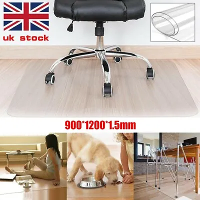 Plastic Clear Non Slip Office Chair Desk Mat Floor Computer Carpet Protector PVC • £9.99
