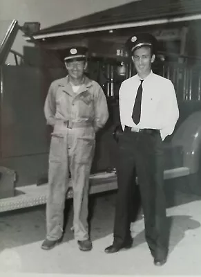 Post WW2 U.S. Army Signal Corps PHOTO Of Military/ Fire Personnel By Fire Truck  • $7.95