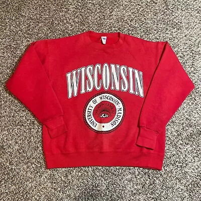 Vintage Wisconsin Crewneck Sweatshirt Size S Red 80's - Pre-Owned • $14.99