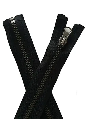 Black Heavy Duty Open Ended Metal Zip No #5 - 70 Cm/ 27.5 Inches • £5.05