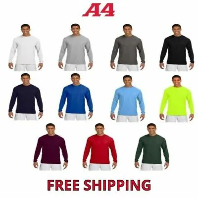 A4 Men's Cooling Performance Long Sleeve T-Shirt Dri-Fit L/S Tee Shirt S-3XL • $12.99