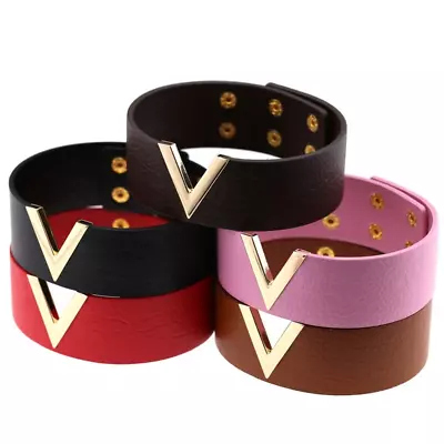 $8.99 • Buy Gothic Punk Leather V Shape Choker Necklace Wide Hollow Collar Accessories