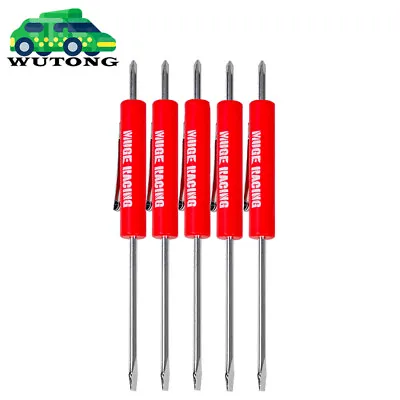 5pcs Mini Pocket Screwdriver Phillips & Flat Head Tip With Magnet And Clip Red • $9.99