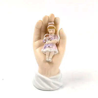 Vintage 1994 ROMAN INC. Porcelain  Hand Holding Girl With Doll 4.75  Tall • $17.69