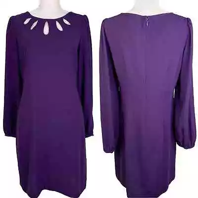 Gabby Skye Dress 10 Purple Long Sleeve Cut Outs Back Zipper • $29