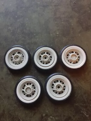 5 AMT 1934 FORD STOCK WIRE WHEELS  WHITE WALL TIRES Model Parts • $9.99