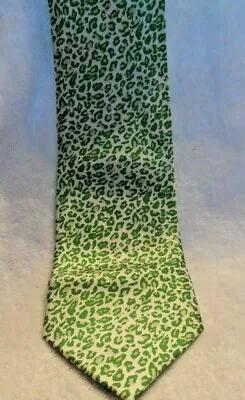 Vera Bradley For Baekgaard Green And White Leopard Neck Tie - 100% Silk • $16.50