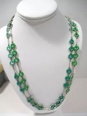 Vintage Green Color Circle Necklace • $15